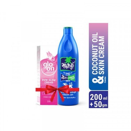Parachute Coconut Oil 200ml & Glo-On Pink Glow Cream 50g Combo