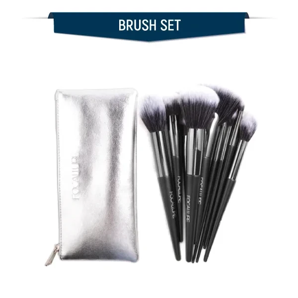 Focallure 10 Pcs Premium Makeup Brush Set with Leather Bag