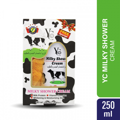 YC Milk Shower Cream with Sponge 250 ML