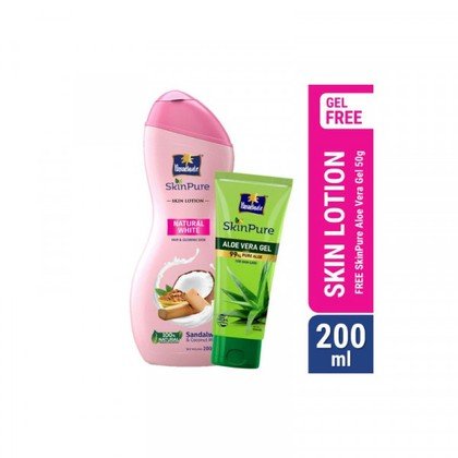 Parachute SkinPure Skin Lotion Natural White 200ml (Free SkinPure Aloe Vera Gel 50g)