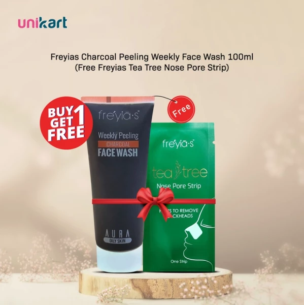 Freyias Charcoal Peeling Weekly Face Wash 100ml (Free Freyias Tea Tree Nose Pore Strip)